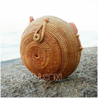 around circle handbags ethnic unique style full handmade hand woven rattan